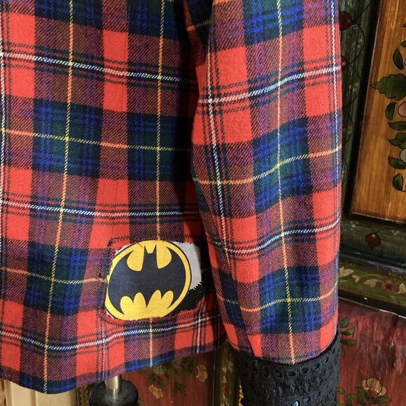 Punk Jacket Blazer Upcycled Boho Whimsigoth Plaid Academia Pendleton Reworked 10 - Picture 11 of 16